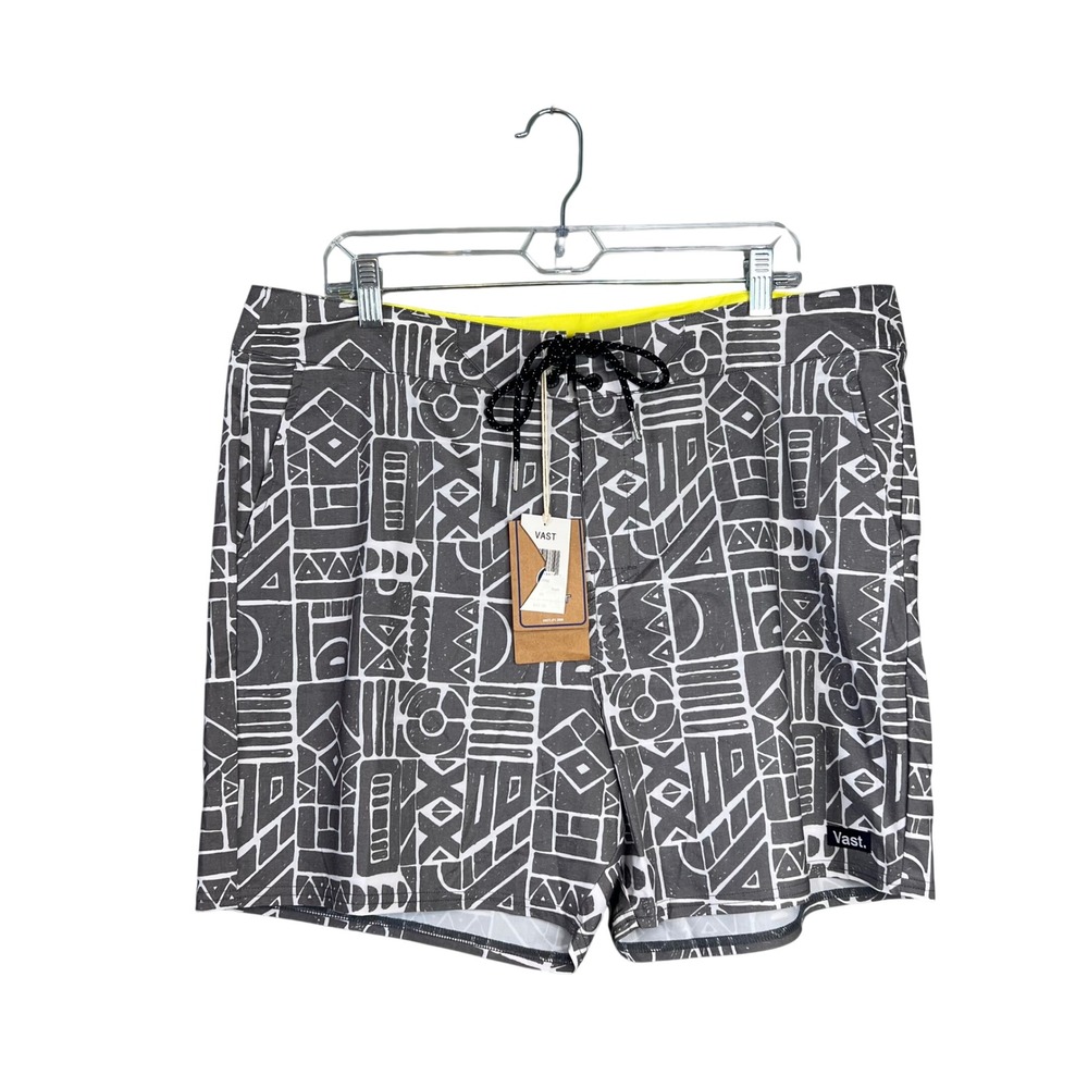 Vast Board Shorts Mens 38 Gray Geometric Tribal Print NWT